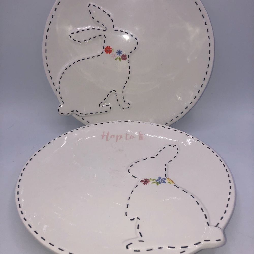HOPPY DAY & HOP TO IT Spring Bunny Plate Set 2